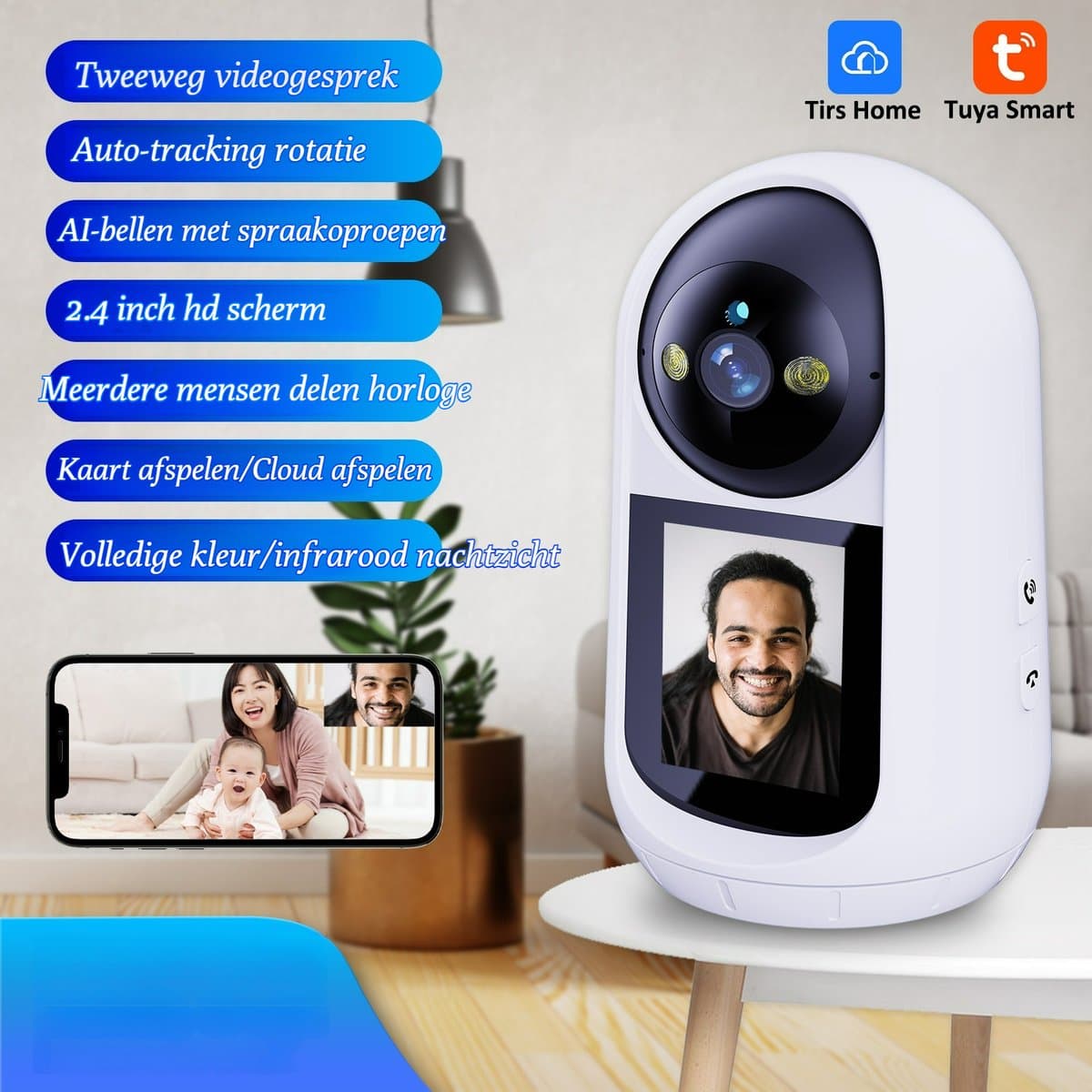 Babyfoon met Camera - Tweeweg Video & Audio - Baby Monitor - Lichaamstracking - WiFi Camera - Beweging Detectie & Alarm thumbnail 6