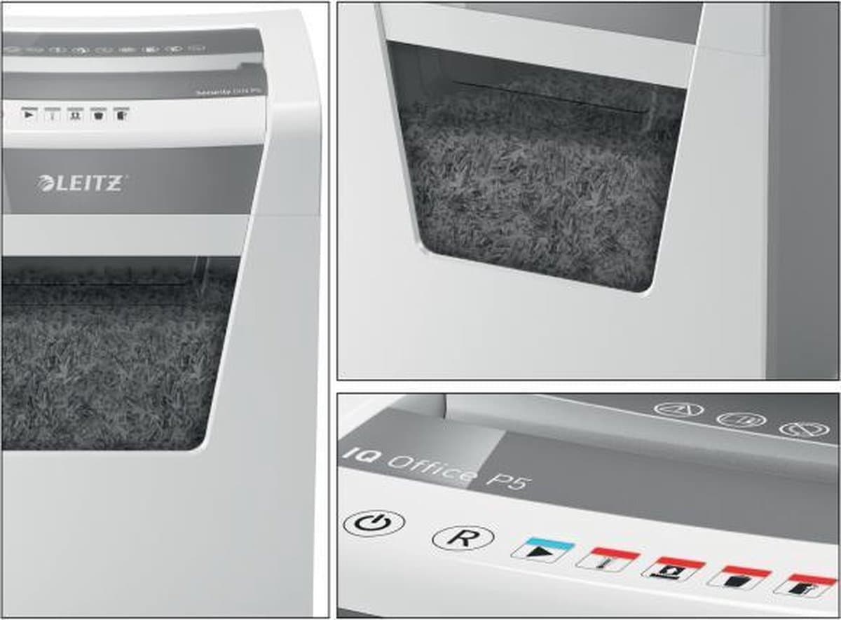 Leitz IQ Office Papierversnipperaar - P5 Snippers - Tot 10 Vel - 23L - Wit thumbnail 2