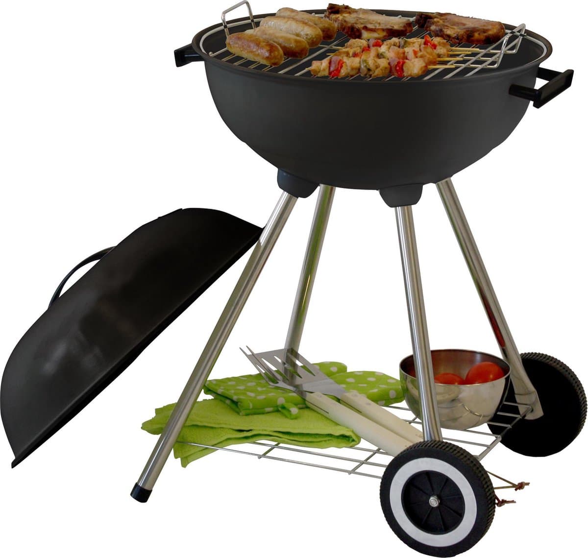 Garden Grill Houtskool Barbecue - Grilloppervlak Ø 44 cm - Met As Vanger - Zwart thumbnail 2