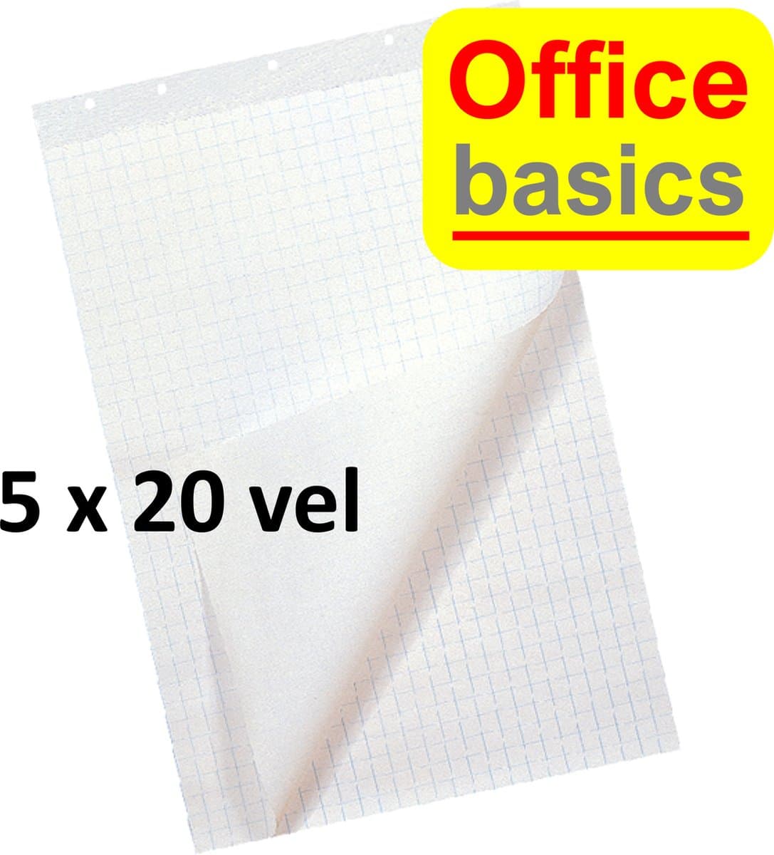 5 x Flipoverpapier Office Basics - 65x98cm - 5 blokken van 20vel opgerold