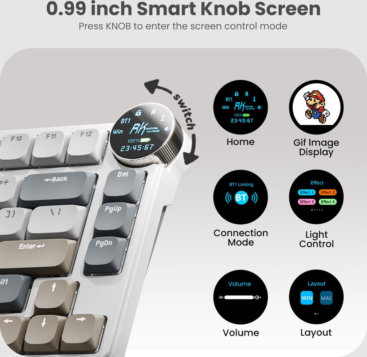 RK N80: Compact Gaming Toetsenbord met Display & RGB thumbnail 2