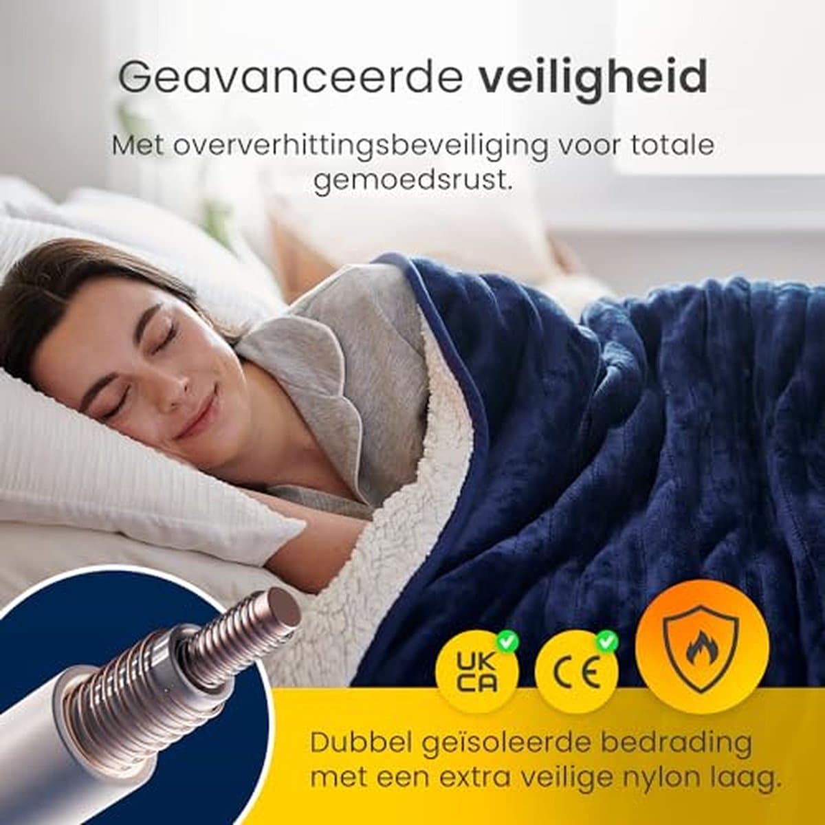 Cosi Home – Elektrische Deken – Luxe Fleece en Sherpa Wol - 180 x 130 cm - Warmtedeken met 10 Warmtestanden, 10-Uurs Timer en Oververhittingsbeveiliging – Machinewasbaar – Blauw thumbnail 3