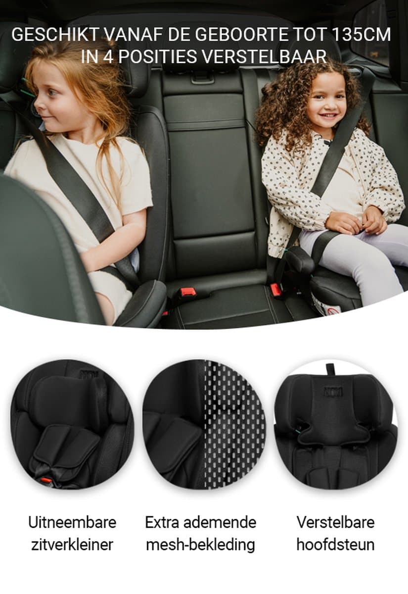 Novi Baby Goliath Go I-size Autostoel - Groep 0-1-2-3 - Isofix - Draaibaar - Zwart thumbnail 4