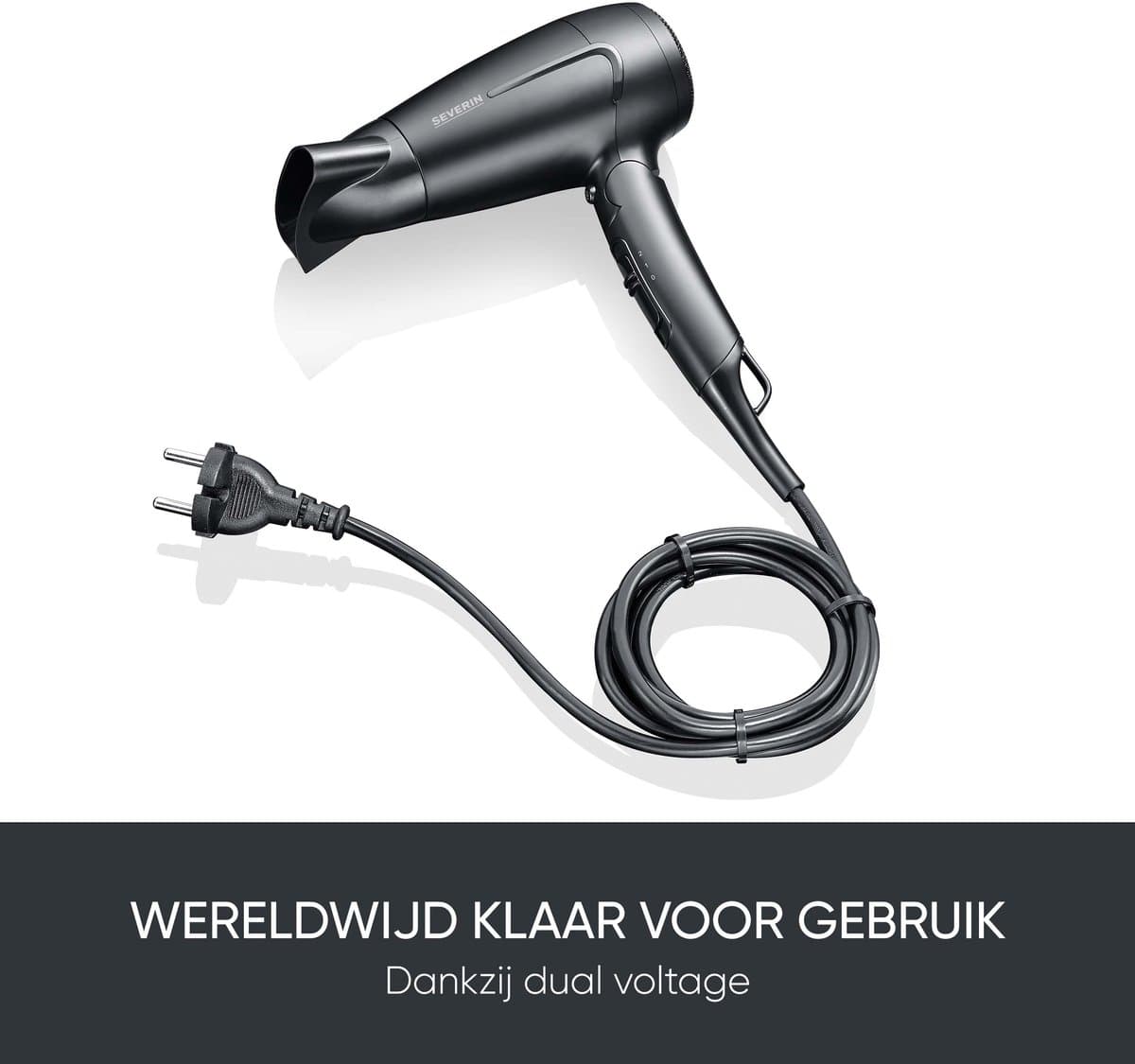 Severin HT 0159 Reis-föhn - opvouwbaar - 1.600 watt DC-motor - 120V /220V-240V schakelbaar - 2 warme temperatuur aanpassingen + coolshot incl. concentrator thumbnail 5