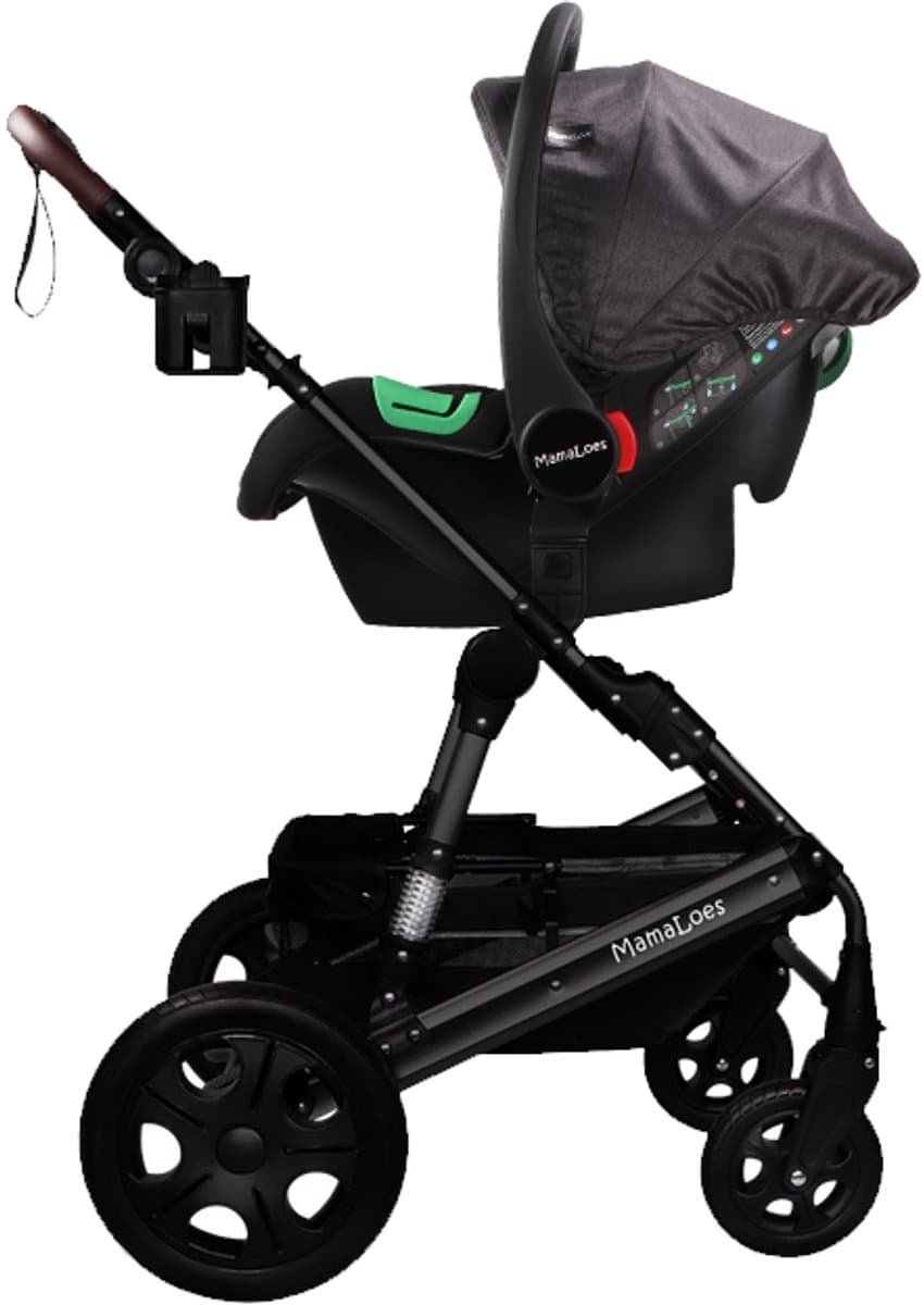 MamaLoes Marly 3 in 1 Kinderwagen - Zwart/Antraciet - Combi Kinderwagen incl. Autostoel thumbnail 5