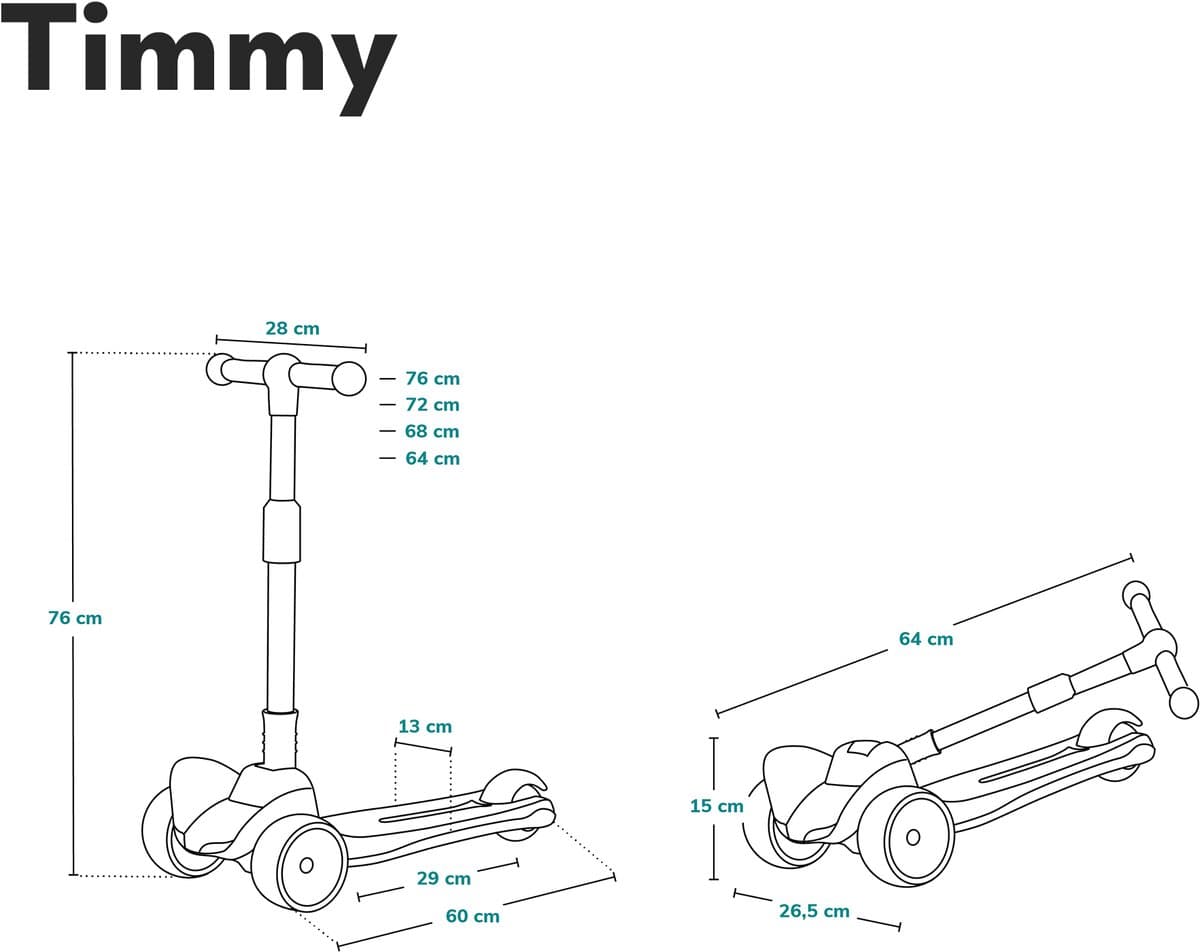Lionelo Timmy Kinderstep - Balansstep voor kinderen - van 3 jaar - tot 50kg - verstelbaar - LED wielen - Anti-slip platform - Inklapbaar stuur - Verlichting in wielen & deck - Geen montage nodig thumbnail 2