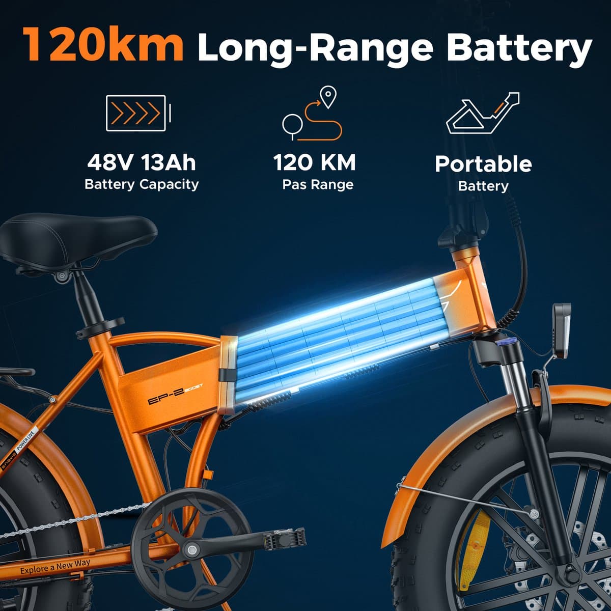 ENGWE EP-2 BOOST E-Bike - 20 inch - 120km actieradius - 250W motor - zwart thumbnail 6