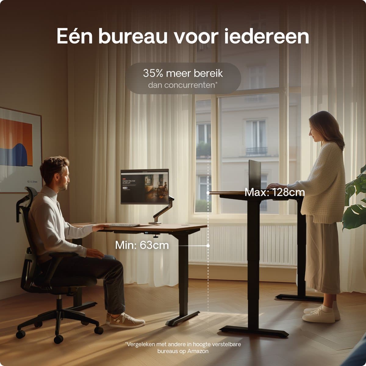 Desktronic HomePro Zit-sta Bureau Elektrisch In Hoogte Verstelbaar, 200x80cm Zwart/Notenhout, Stille Dubbele Motor, Hoogte 62-126cm thumbnail 6
