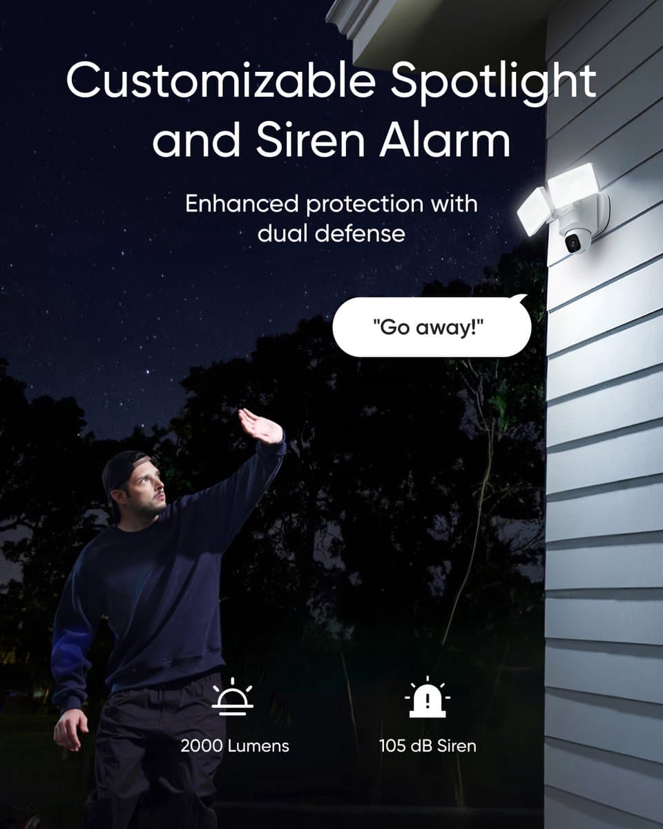 eufy Security E30 Floodlight Camera Bundle – 360° Pan & Tilt met 2K en AI thumbnail 4