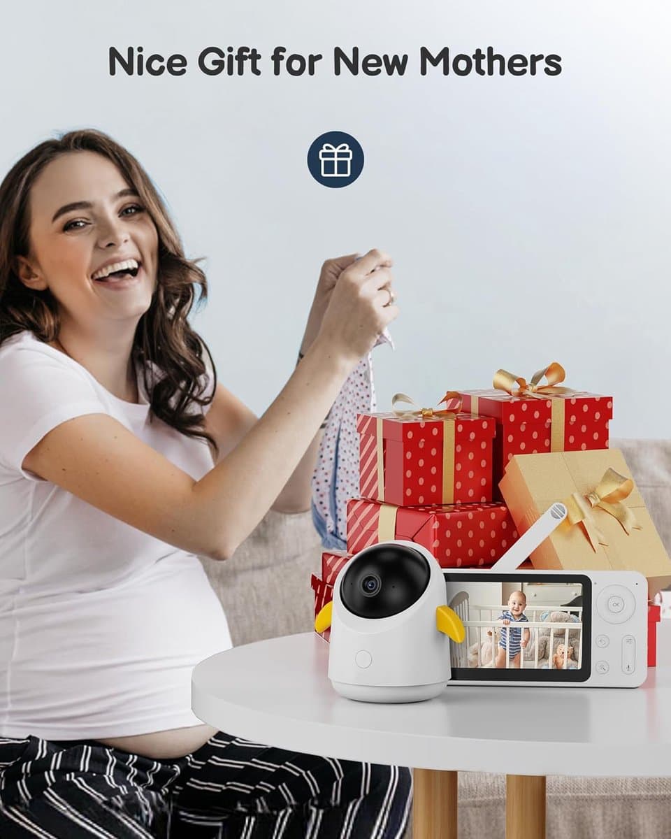 Boifun Baby 1SM - Babyfoon met Camera - 2MP & 4X Zoom - 4.3” HD WiFi Video Babyfoon met App - Nachtzicht - 2-Weg Talk thumbnail 2