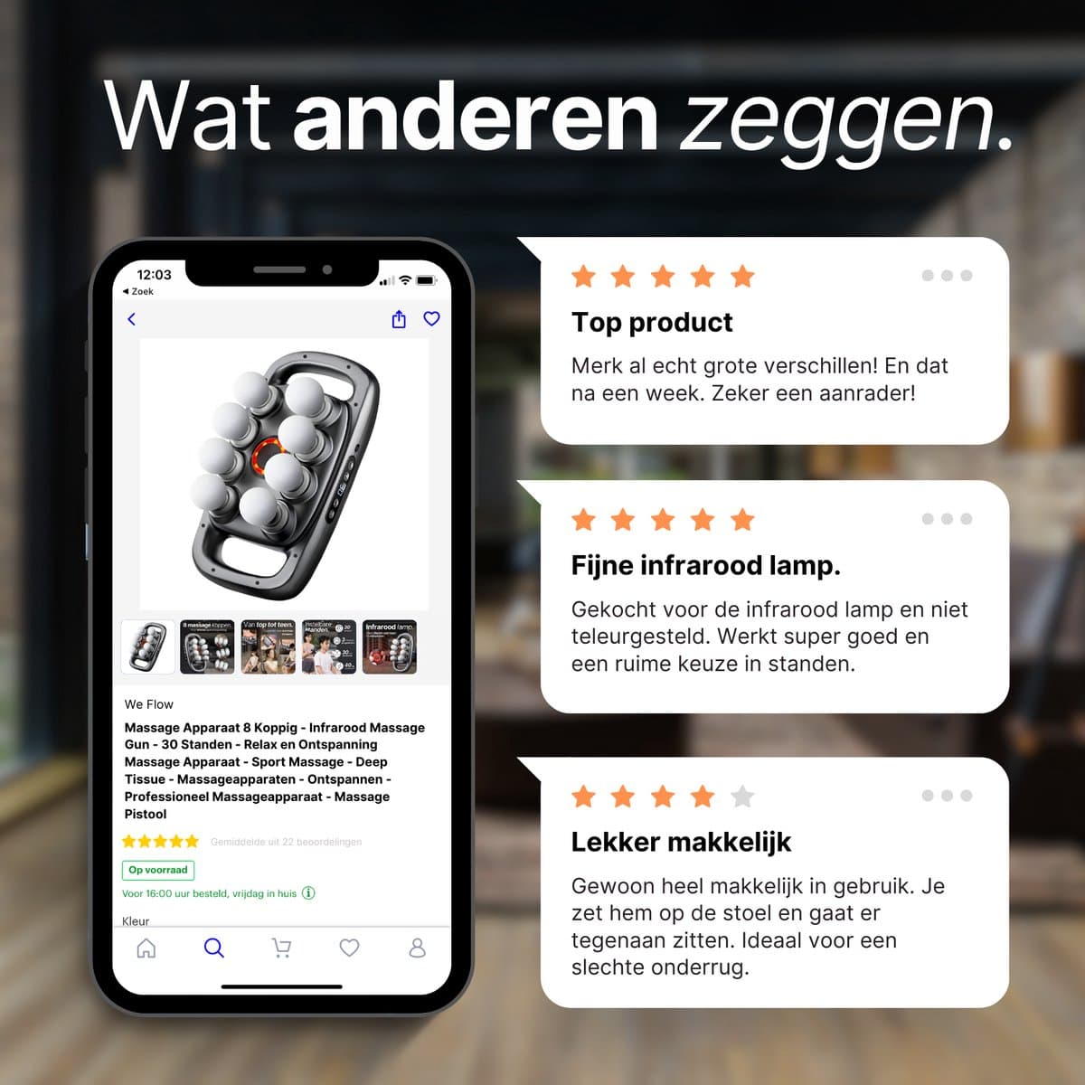 We Flow Massagepistool 8 koppig met infrarood en 30 standen thumbnail 8