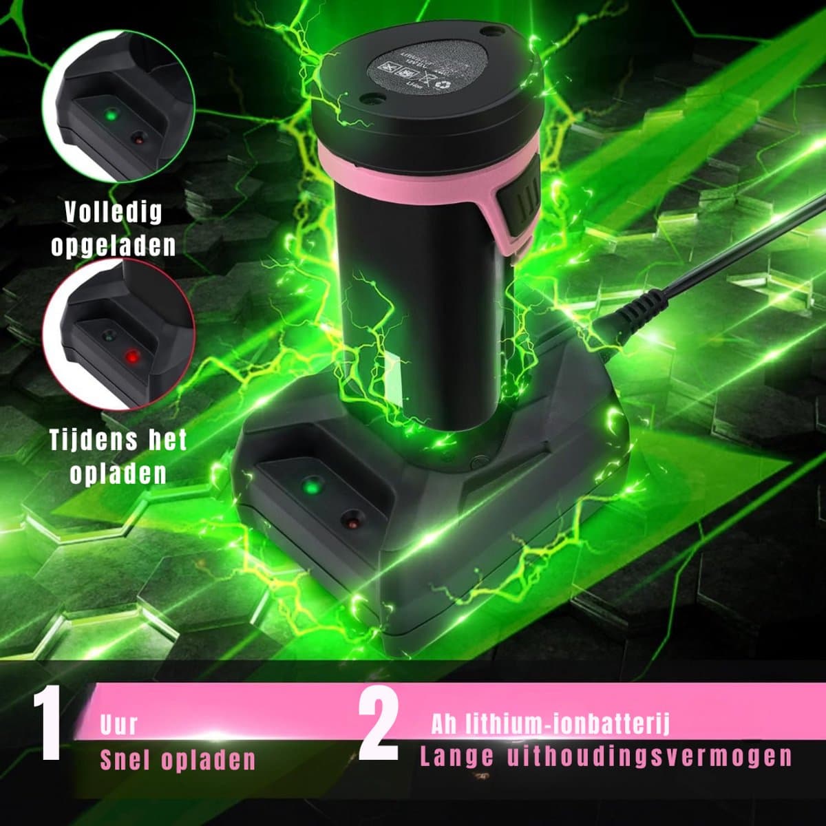 Zylo® Grasschaar - Grasschaar met Accu - Grasschaar met Steel - ‎32 x 16.5 x 11 cm - Roze/Zwart thumbnail 8
