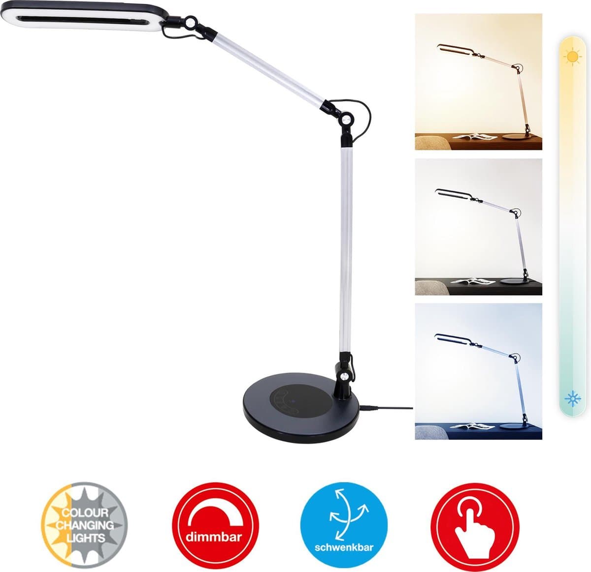 BRILONER Swan - LED Bureaulamp - dimbaar - met CCT - tafellamp - verstelbaar - leeslamp - zwart thumbnail 5