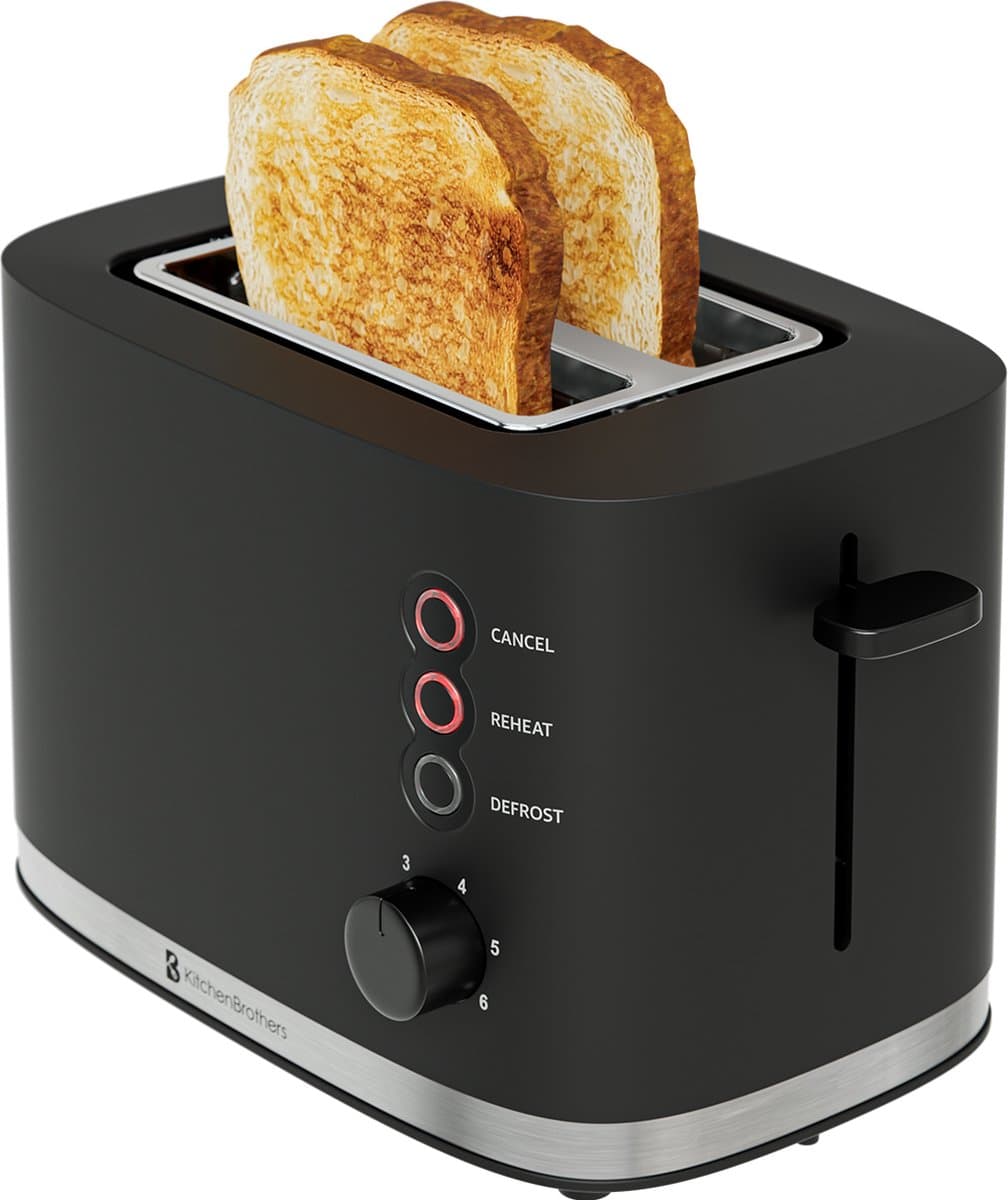KitchenBrothers Retro Broodrooster 870W - 2 Brede Sleuven