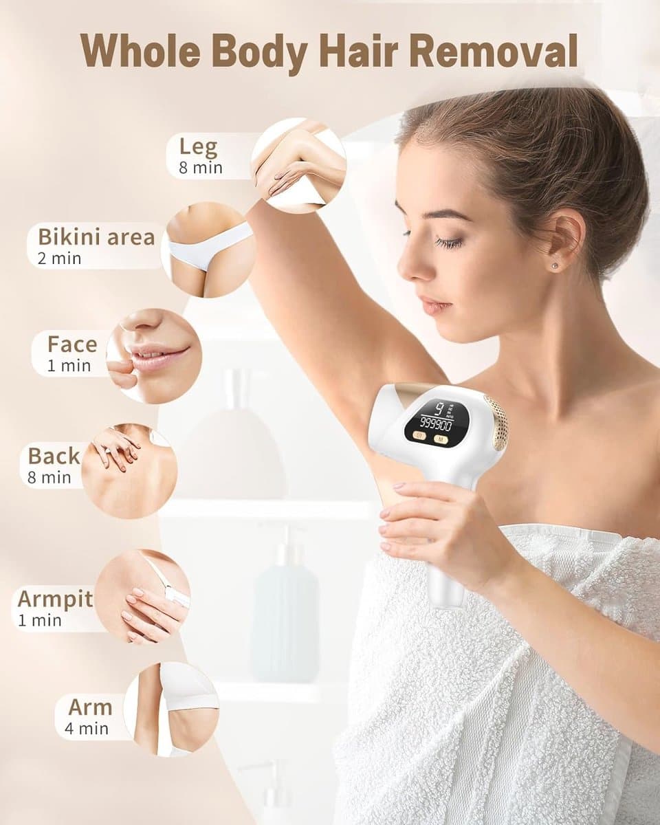 3 in 1 IPL ontharingsapparaat met 9 energieniveaus en 3 functies - Pijnloos ontharen voor mannen en vrouwen thumbnail 3