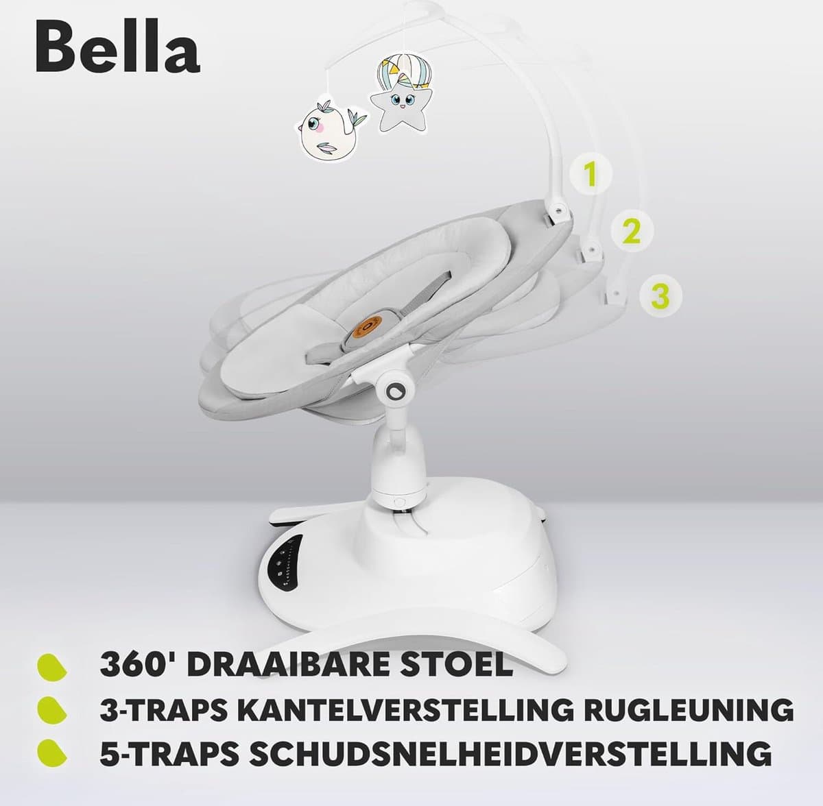Lexium Elektrische wipstoel - Baby swing elektrisch - Elektrische schommelstoel - Elektrische schommelstoel baby thumbnail 3
