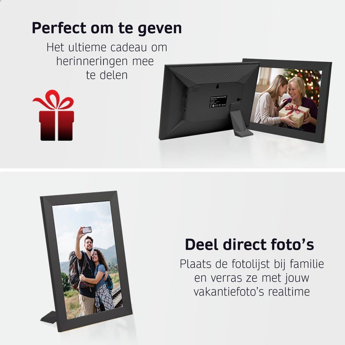 BrightLife Digitale Fotolijst met Frameo App - 10.1 inch - HD Resolutie - Fotokader - Digitale kalender - WiFi - IPS Touchscreen - 32GB - Vaderdag Cadeau thumbnail 3