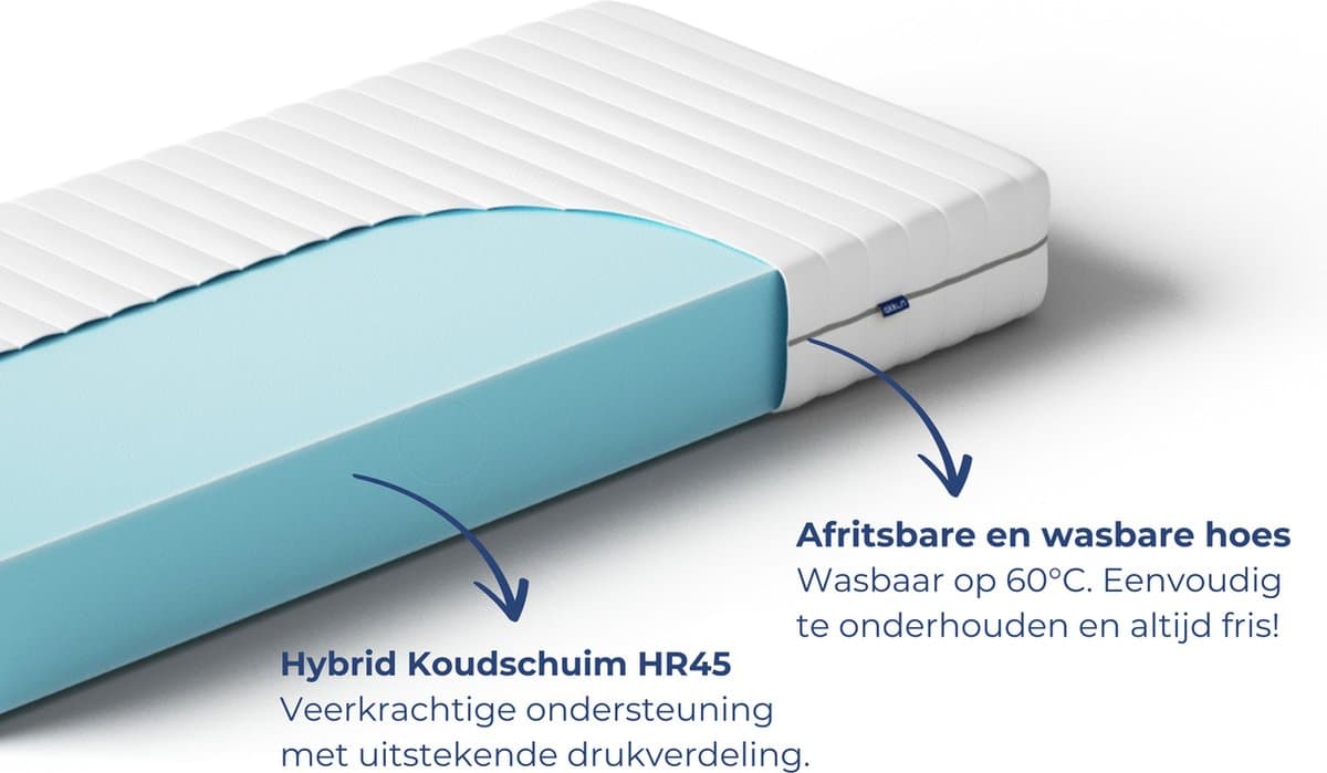Akkon® Koudschuim Matras 160x200 - 14 cm dik | Hybrid Koudschuim HR45 - Orthopedisch - Premium Kwaliteit - 50 nachten proefslapen thumbnail 2