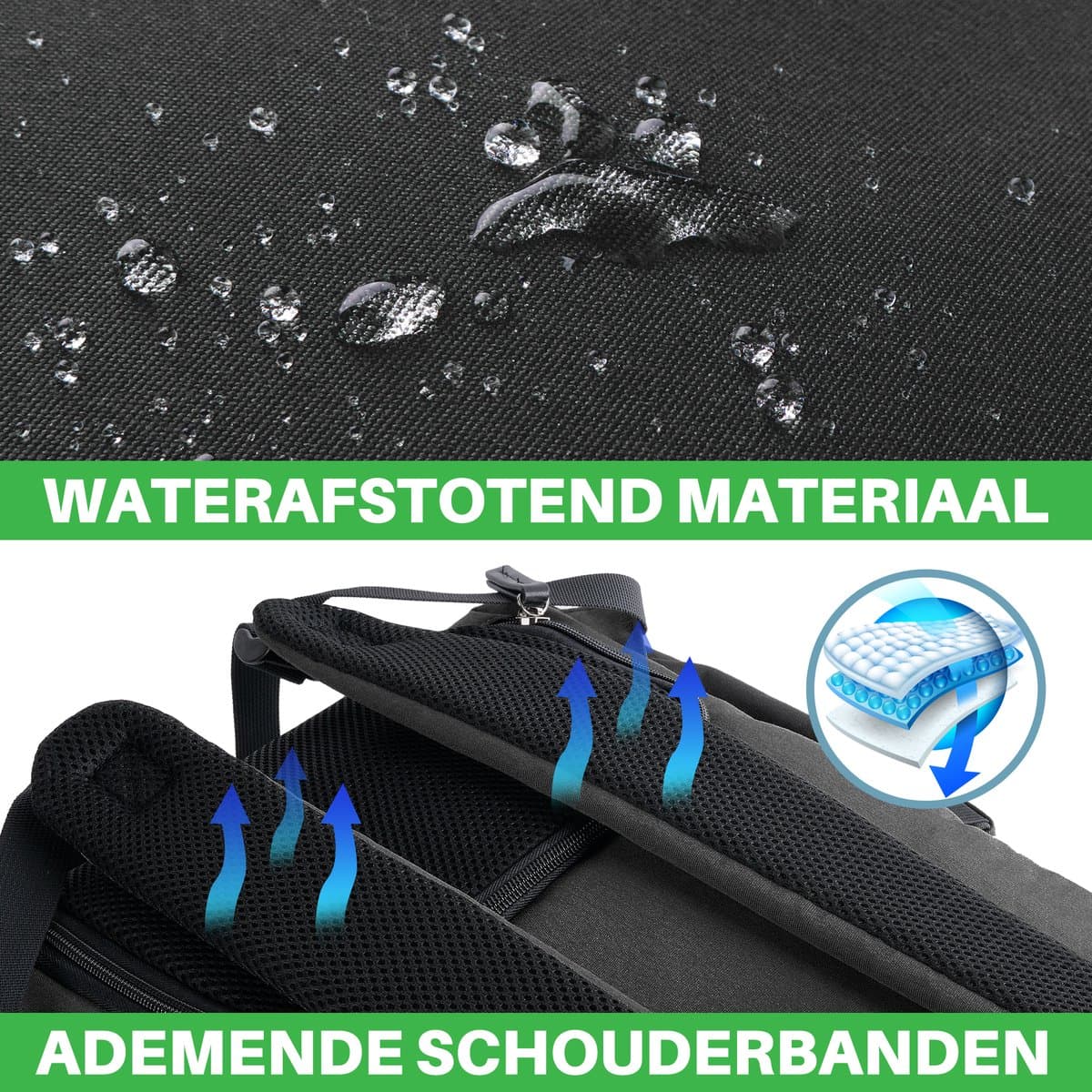 Brisby slijtvaste Luiertas – verzorgingstas - Two Tone Zwart en Donkergrijs - Inclusief Verschoonmatje - Isoleervakken - Met Geïntegreerde Kinderwagen haken thumbnail 4