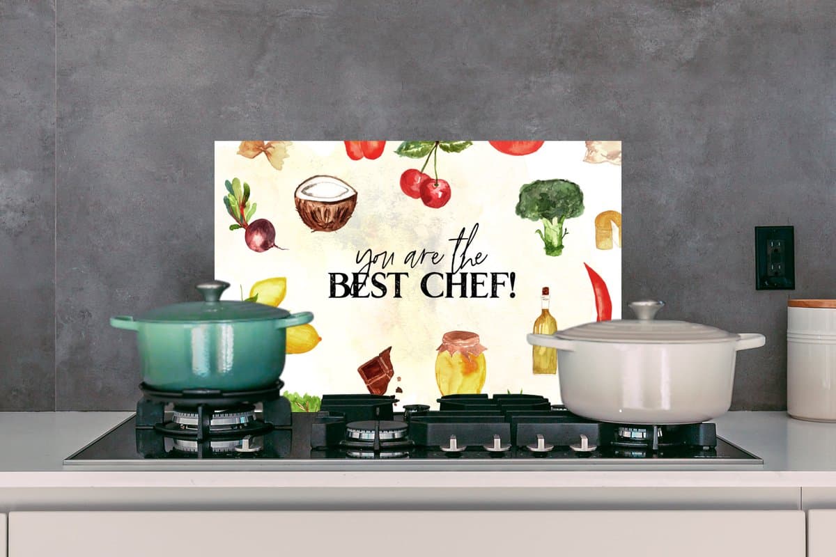 Spatscherm keuken 60x40 cm - Kookplaat achterwand Tekst - You are the best chef - Koken - Eten - Kok - Keuken - Hobby - Spreuken - Muurbeschermer - Spatwand fornuis - Hoogwaardig aluminium thumbnail 4