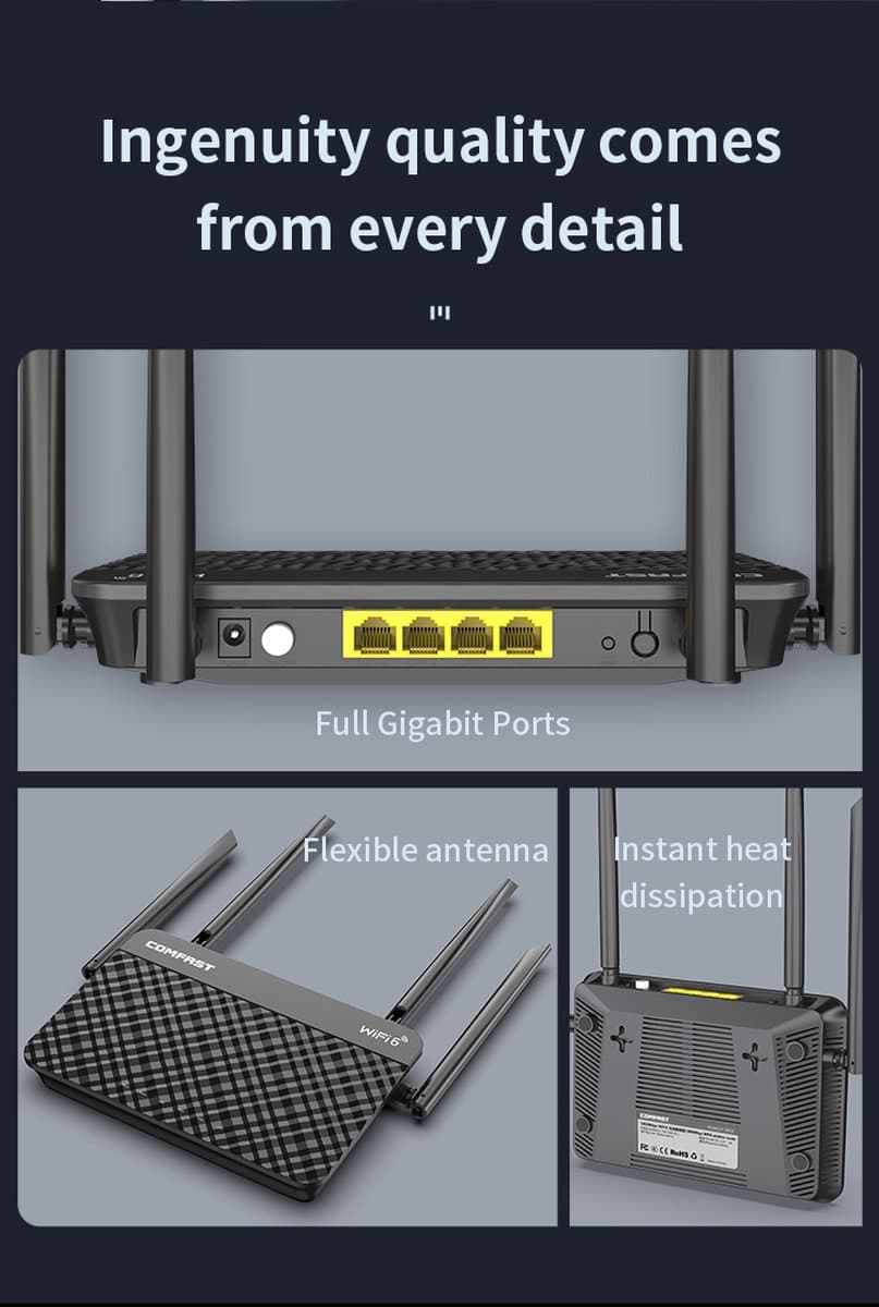 Viatel WiFi 6 Mesh Router 1800Mbps met 4 externe antennes thumbnail 6