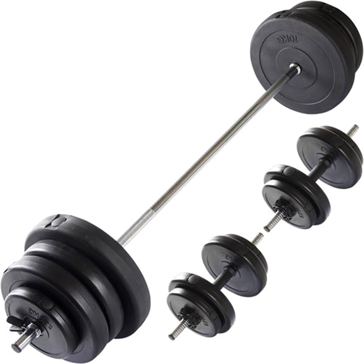 VirtuFit Verstelbare Halterset + Dumbbellset - 60,5 kg - 30 mm - Inclusief Halterstang, Dumbbellstangen & Sluiters - Zwart - Voor Thuisgebruik