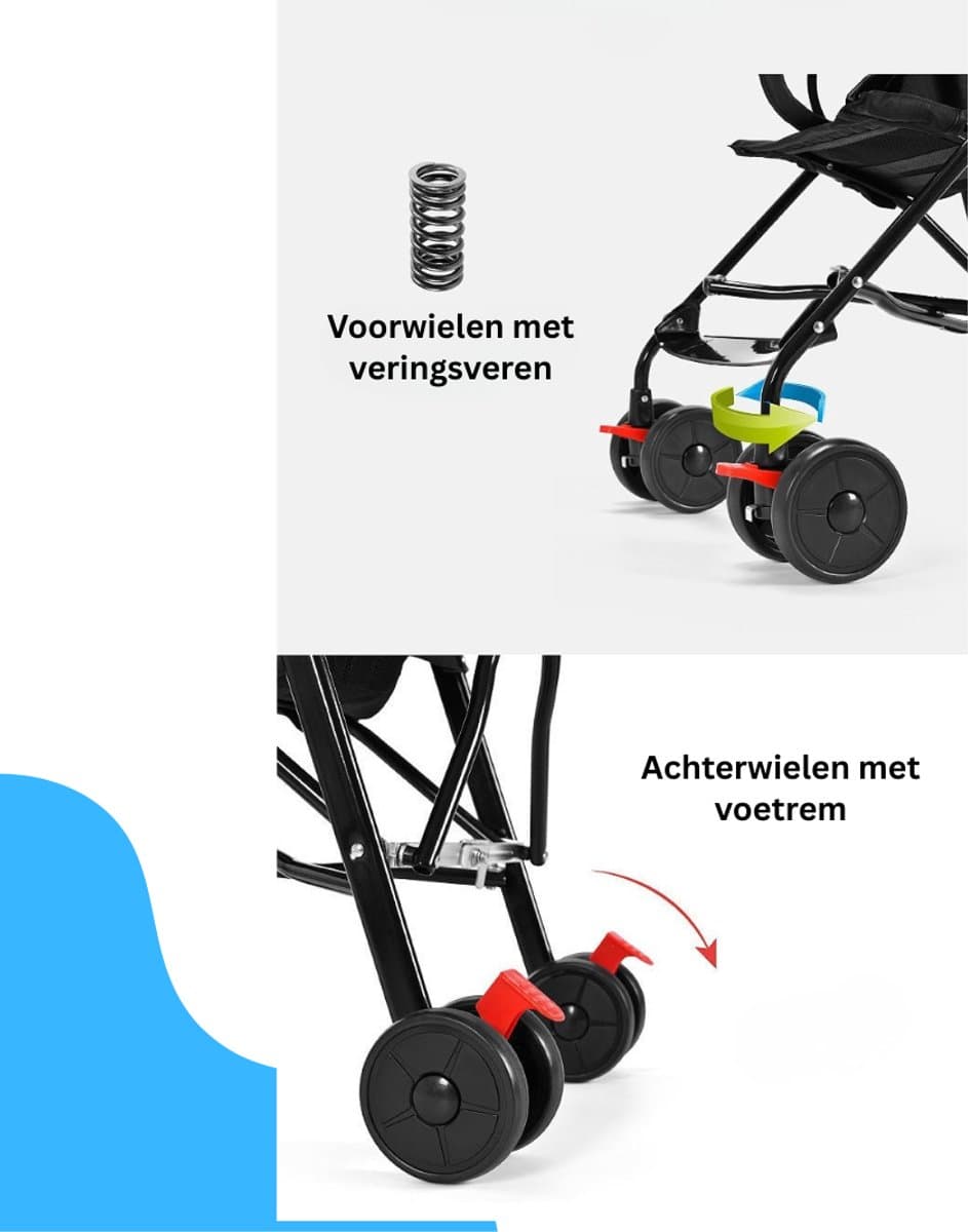 Livista Lichtgewicht Kinderwagen Buggy – Verstelbare Rugleuning 95°-175° – Compact en Comfortabel – 6-36 Maanden – Max. 15 kg– Zwart thumbnail 2