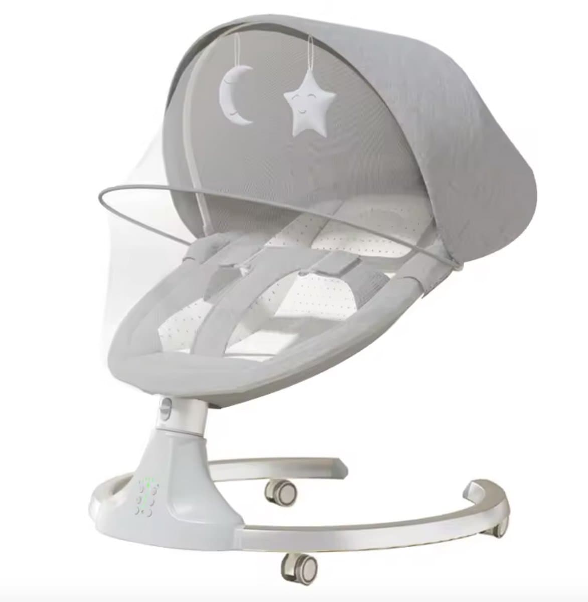 J&R Elektrische wipstoel - Wipstoel - Schommelstoel - Babystoel - Baby Swing - Elektrisch - Verrijdbaar - Afstandsbediening - Wieltjes - Bluetooth voor muziek - Grijs