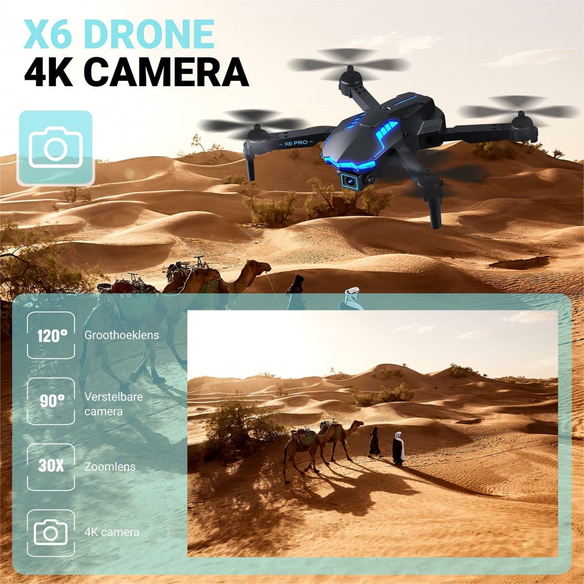 HAWX Drone - Drone met 4K Camera - Mini drone - Voor Kinderen/Volwassenen - Drones - Tot 90 Minuten Vliegen - Incl. 3 Batterijen, Opbergtas, Landing Pad thumbnail 4