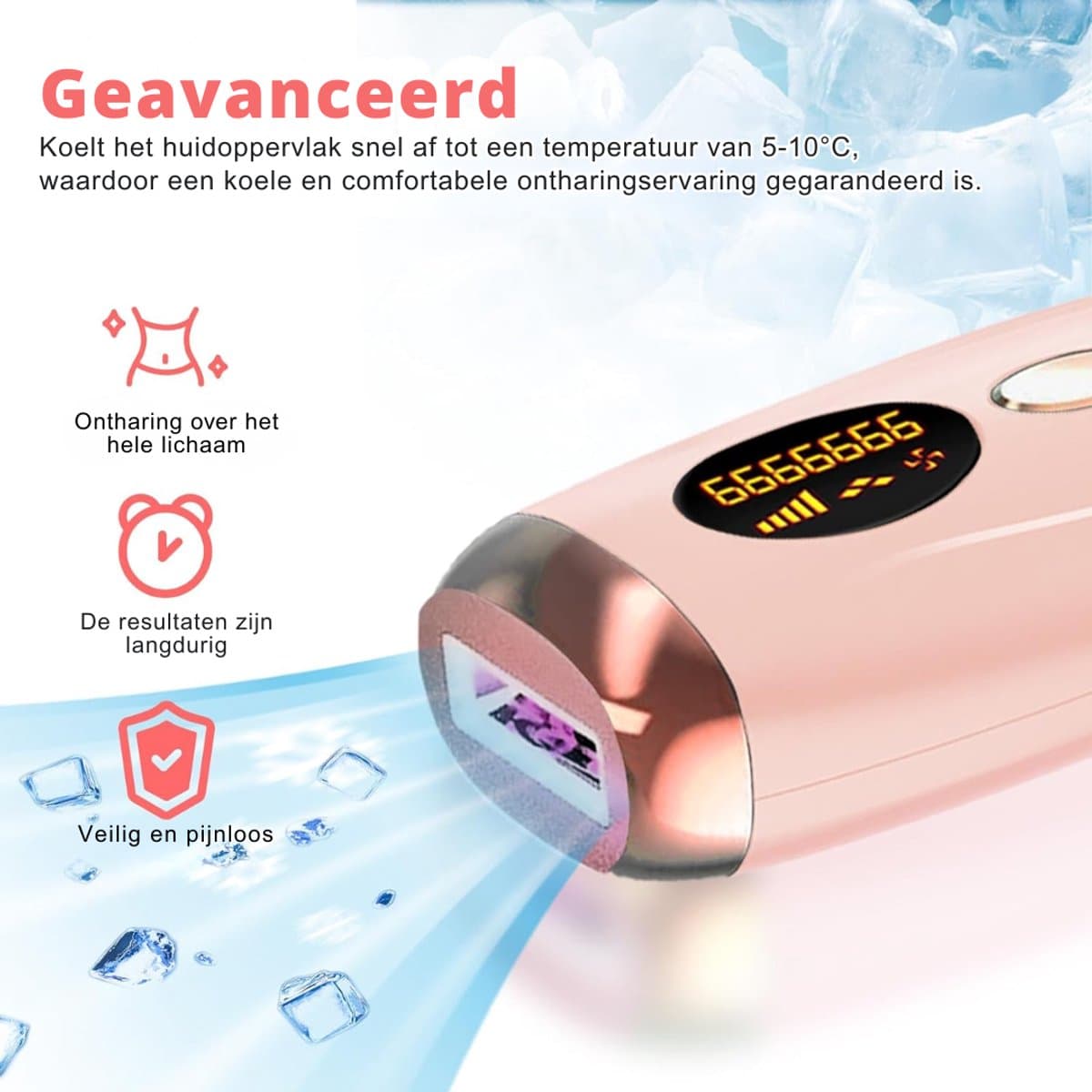 SNJY® Laser Ontharingsapparaat - Epilator - Ontharingsapparaten - IPL Ontharing - 5 Standen - Roze thumbnail 4