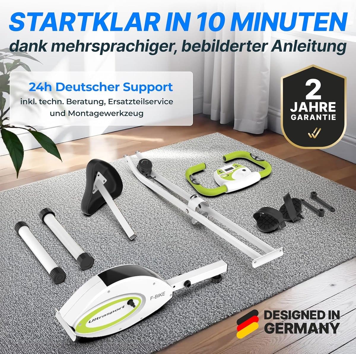 Hometrainer / Indoorfiets F-Bike Pro – Opvouwbare Fitnessbike met Magnetische Weerstand, LCD-Display, Hartslagmeter, Calorie- en Snelheidsmonitor – Geschikt tot 130 kg – Designbest thumbnail 3