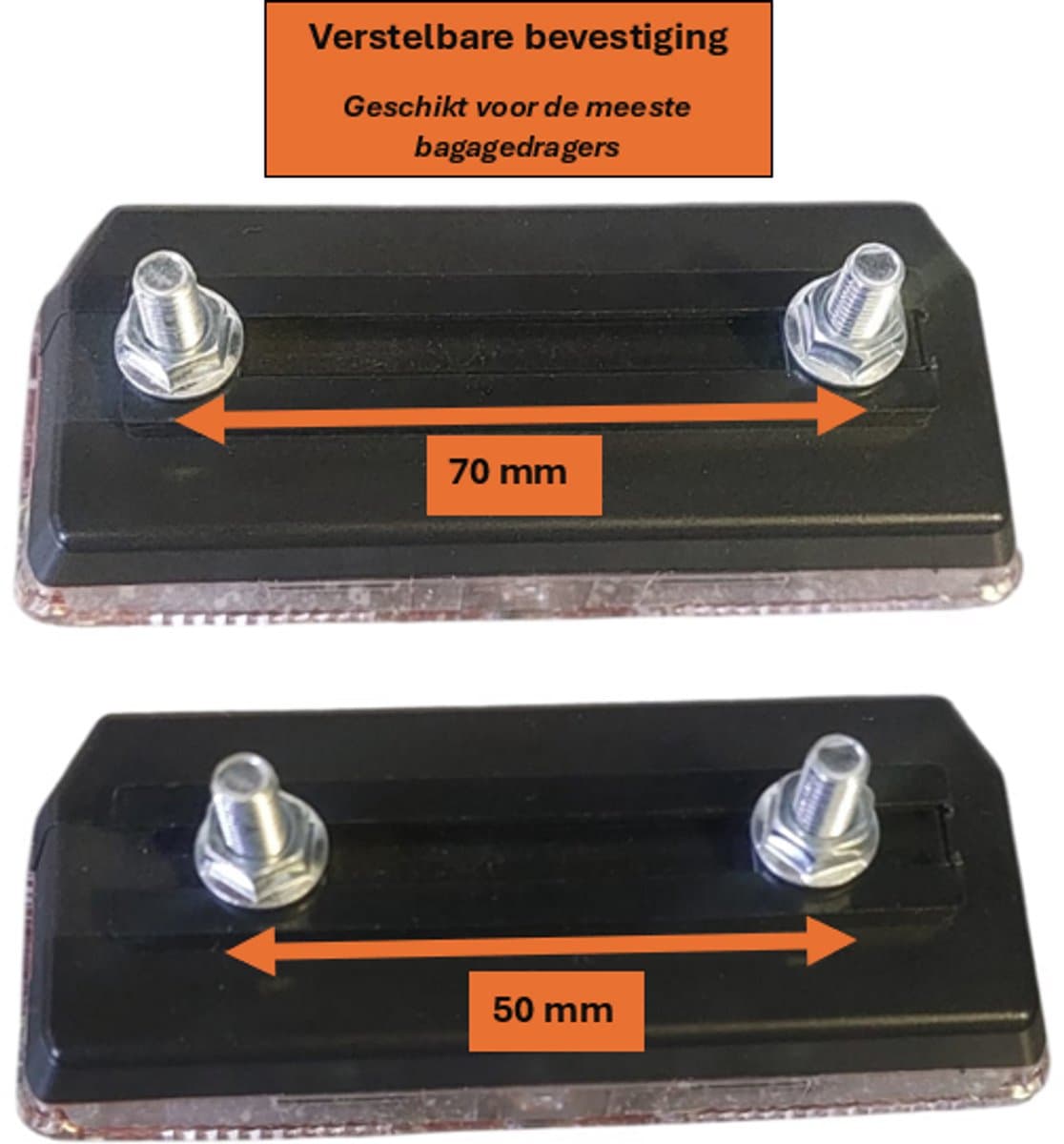 Rieba® Fiets Achterlicht - LED Fietsverlichting - Verstelbare bevestiging tot 70 mm - Inclusief Batterijen - Verlichting Bagagedrager - Fietslamp - Achterlamp - 2 Standen - Rood thumbnail 2