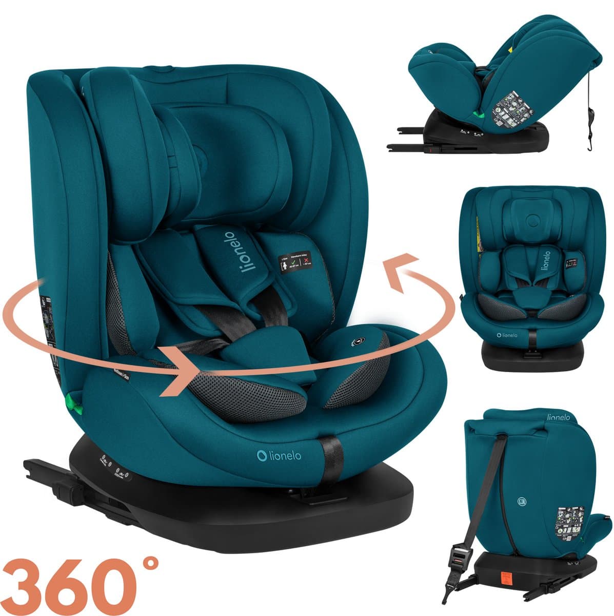 Lionelo Bastiaan 4in1 - Autostoel ISOFIX 360° Draaibaar - van Geboorte tot 12 jaar (40-150 cm / Groep 0/1/2/3) - RWF & FWF - Memory Foam - SideProtect - Volledig verstelbaar - Comfortabele Brede Zitting - Autostoeltje i-Size