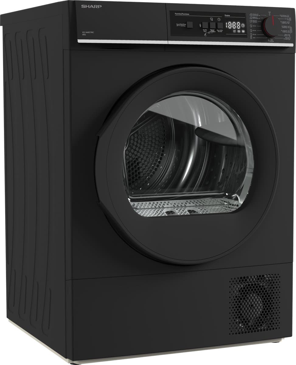 Sharp KDNA8S6BCBE - warmtepomp droger - 8 kg - energie label C - 15 programma's - LED trommelverlichting - links en rechts draaiend - mat zwart thumbnail 7