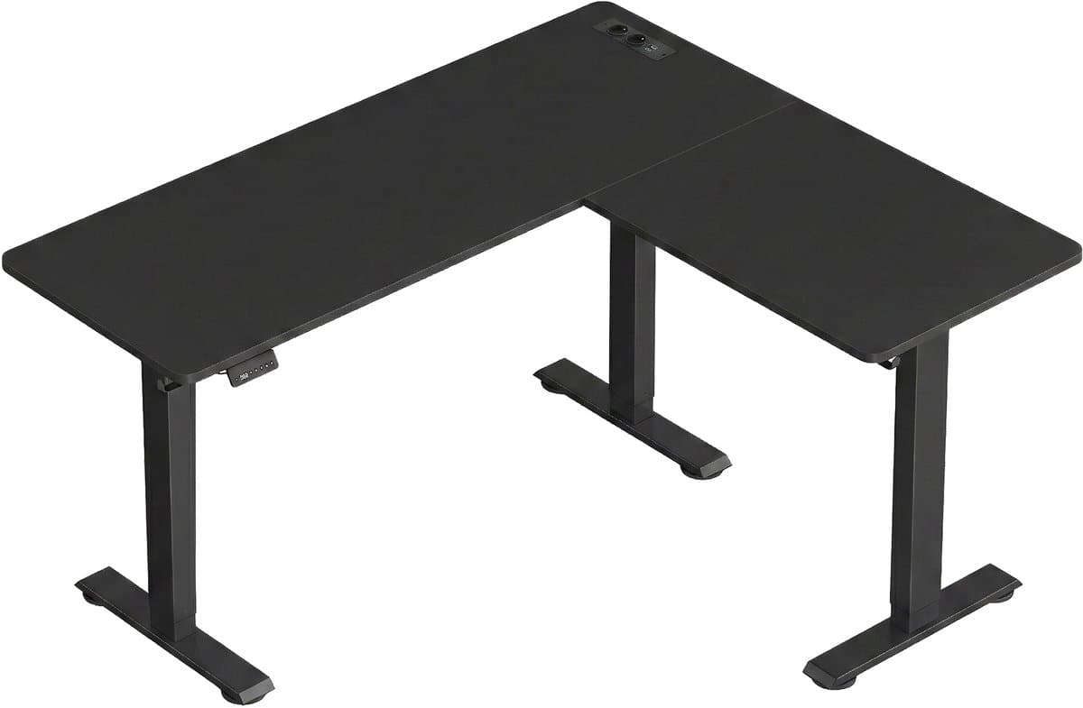VASAGLE - Bureau - Zit Sta Bureau - Elektrisch - L-vormig Hoekbureau - Met Oplaadstation