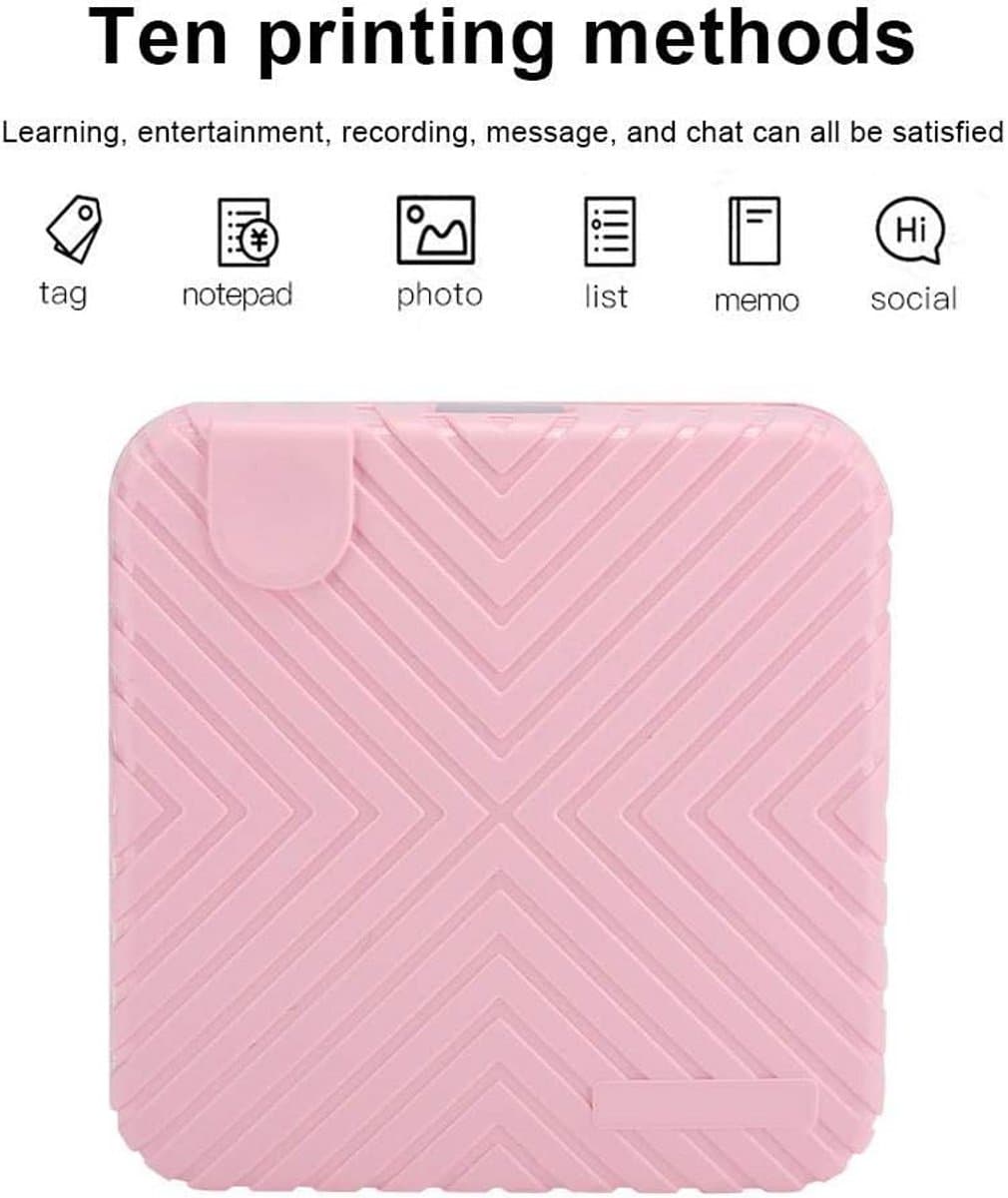 Draagbare Fotoprinter - Mobiele Mini Printer - Direct Foto's Printen - Tien Afdrukmethoden - 58mm Papierbreedte - Roze thumbnail 7