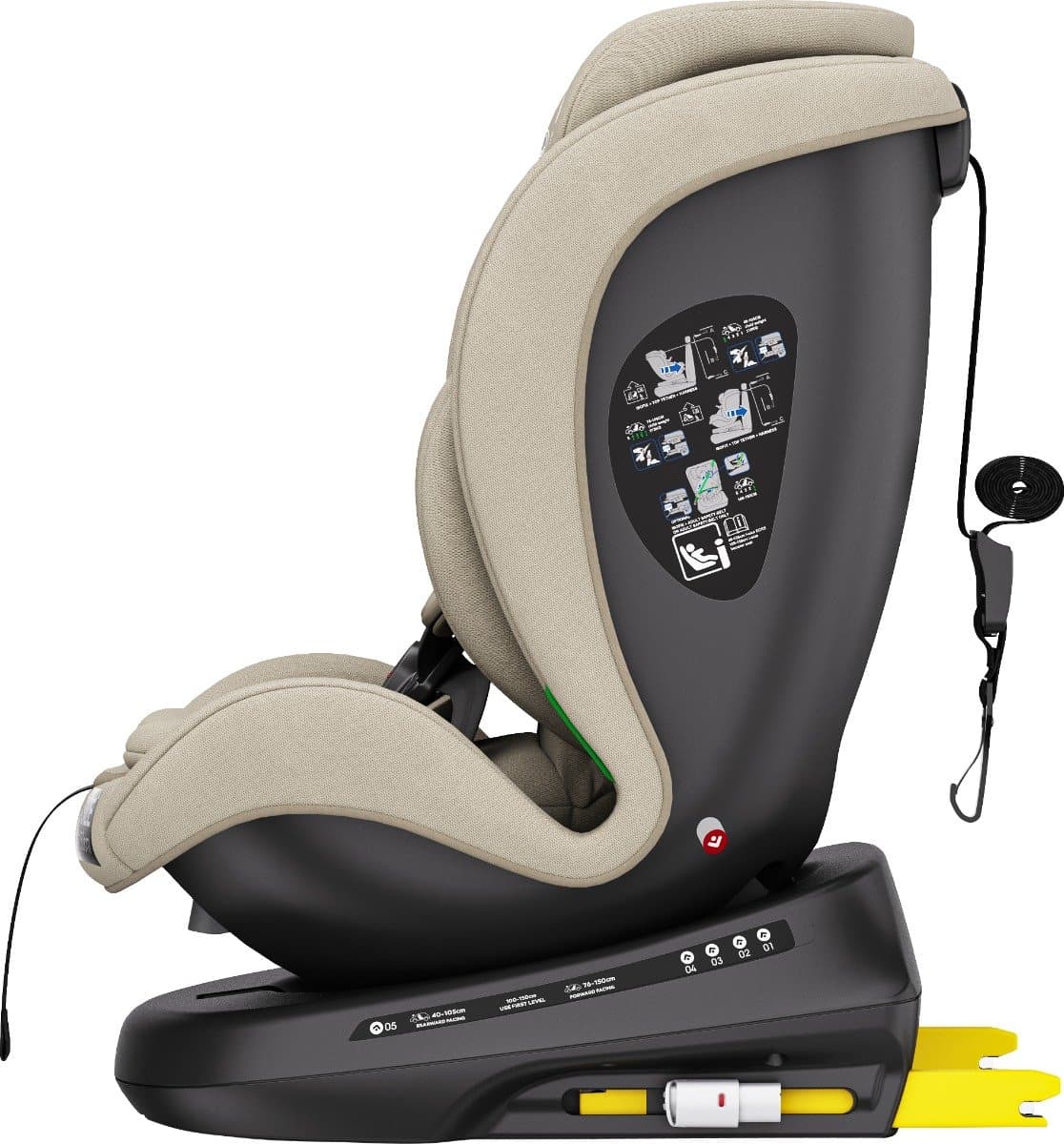 Ding Aiden Autostoel - Beige - 360° Draaibare Isofix Autostoel - i-Size - Vanaf 40 tot 150cm - 0 tot 12 jaar thumbnail 2