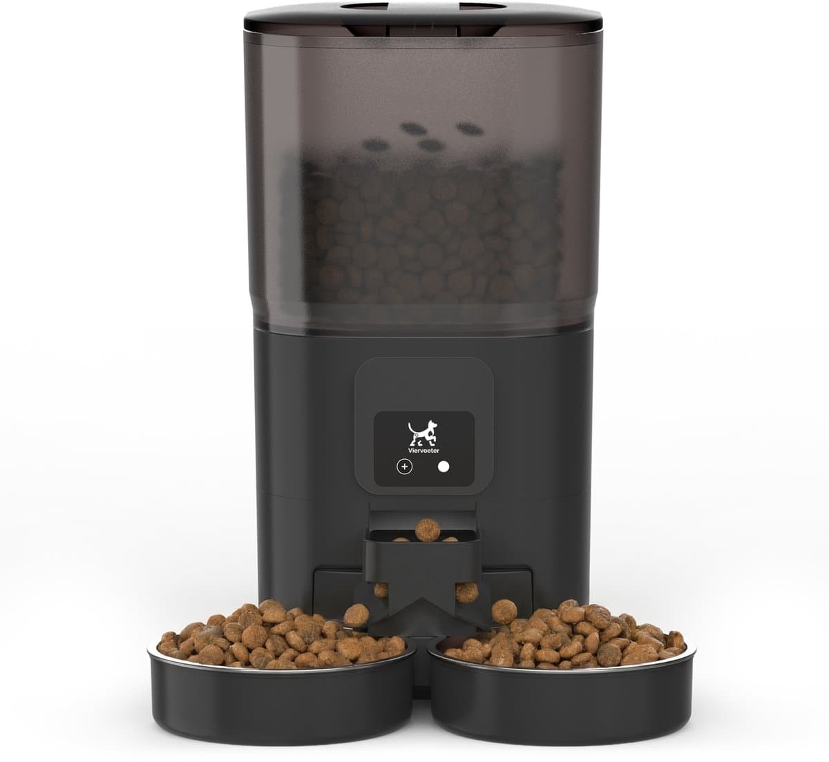 Viervoeter Feed Dual - Automatische Voerbak 7L - Kat en Hond - Voerautomaat met App & Audio - Zwart