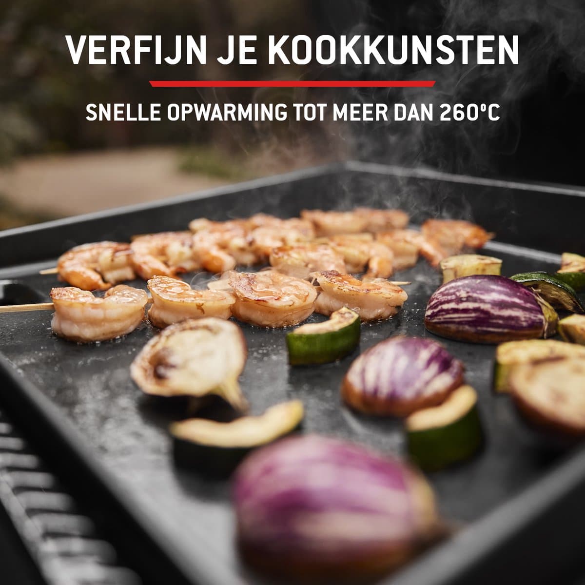 Weber Slate Plancha - 56 cm Bakplaat - Gasbarbecue - 2 Branders - Zwart - Verstelbare poten - Deksel voor bescherming - Bereikt tot 260 °C - Porselein geëmailleerde bakplaat met anti-aanbaklaag thumbnail 6
