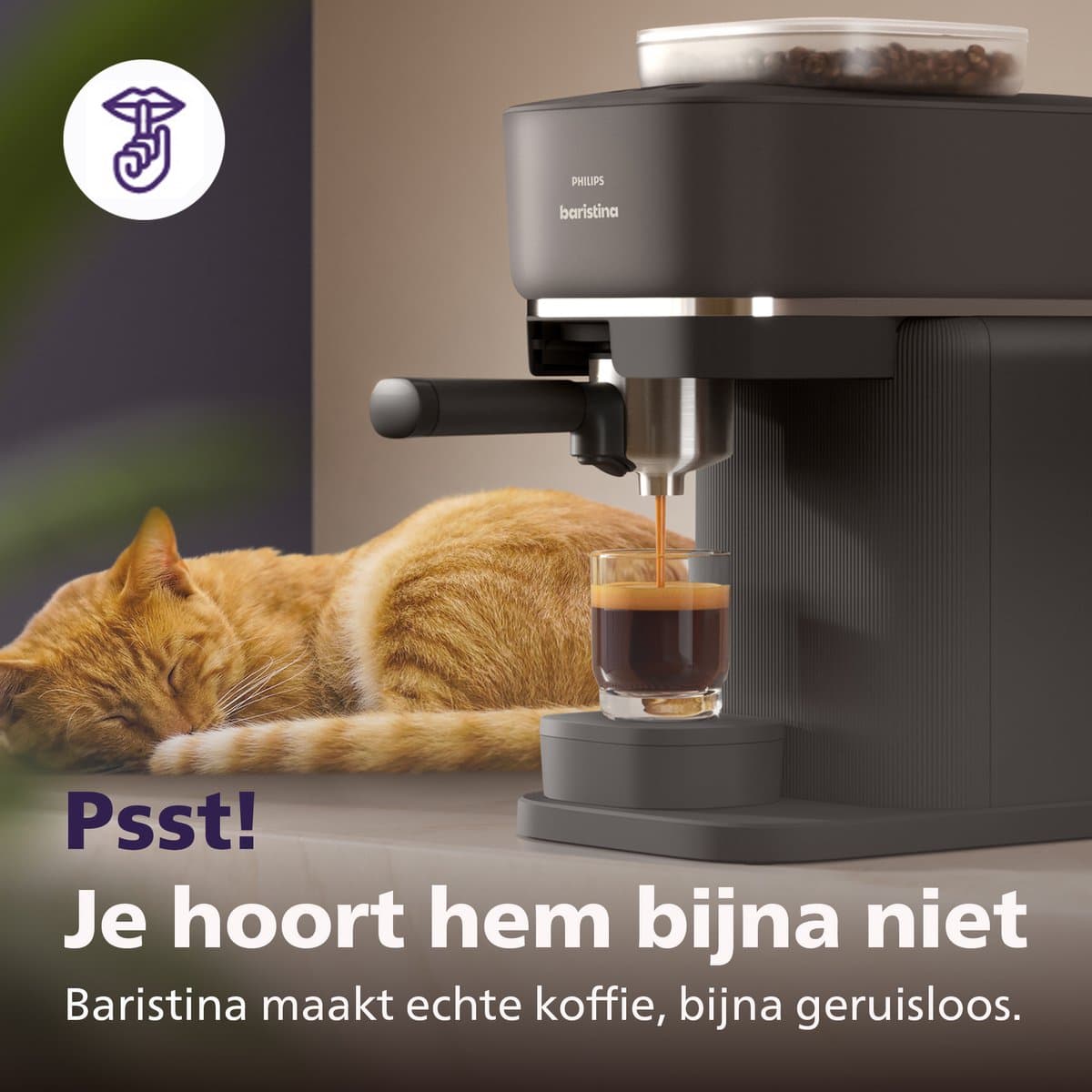 Philips BAR305/60 Baristina - Semi-Automatische Espressomachine - Pistonmachine - Koffiemachine met Bonen - Zwart thumbnail 8