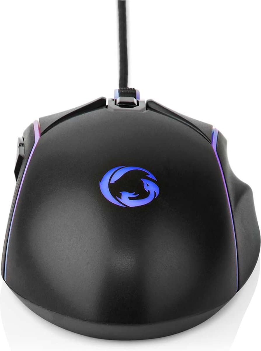 Nedis Gaming Muis - Bedraad - 800 / 1200 / 2400 / 3200 / 4800 / 7200 dpi - Instelbare DPI - Aantal knoppen: 6 - Rechtshandig - 1.50 m - LED