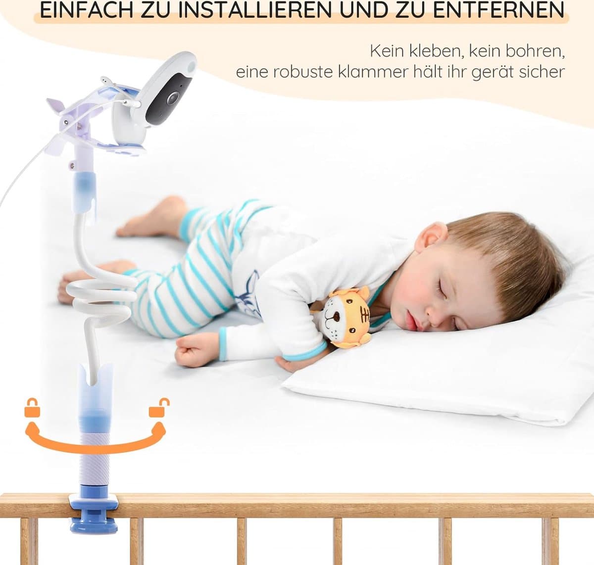 BOIFUN Video Babyfoon, 5-inch 720P IPS Full Color Scherm, 360 Camera, ECO-modus, 3050mAh Batterij, Geen Wifi, Nachtzicht, Tweerichtingsaudio, Voedingsherinnering, Temperatuursensor, Slaapliedjes, Met Babyfoonhouder thumbnail 6