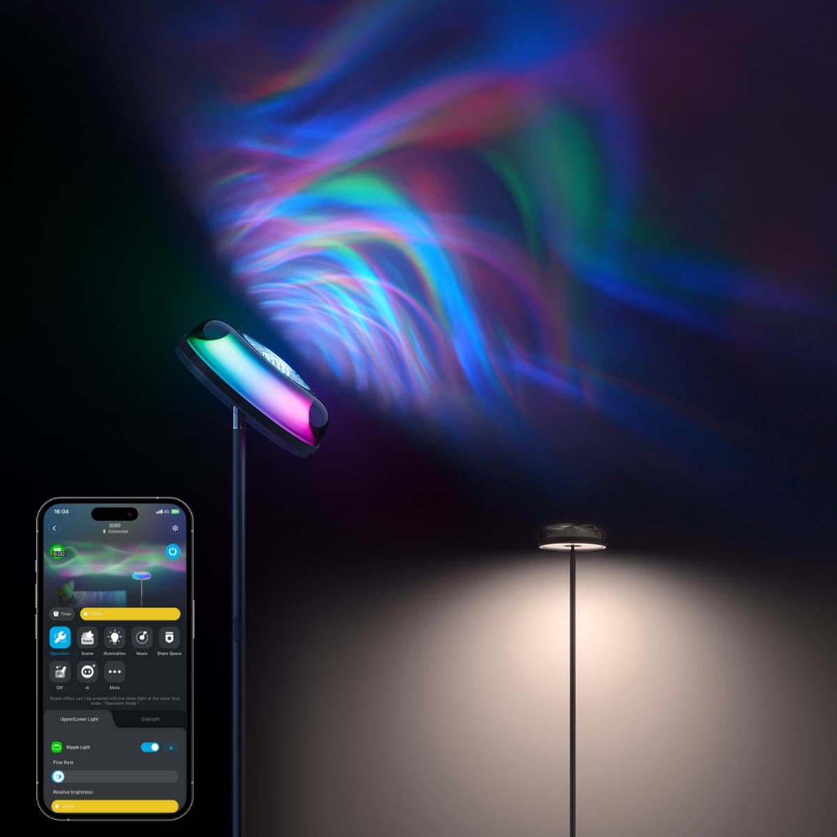 Govee slimme vloerlamp 170 cm Matter RGBICWW - ripple wall wash verlichting - drie lichtzones - projectieverlichting thumbnail 4