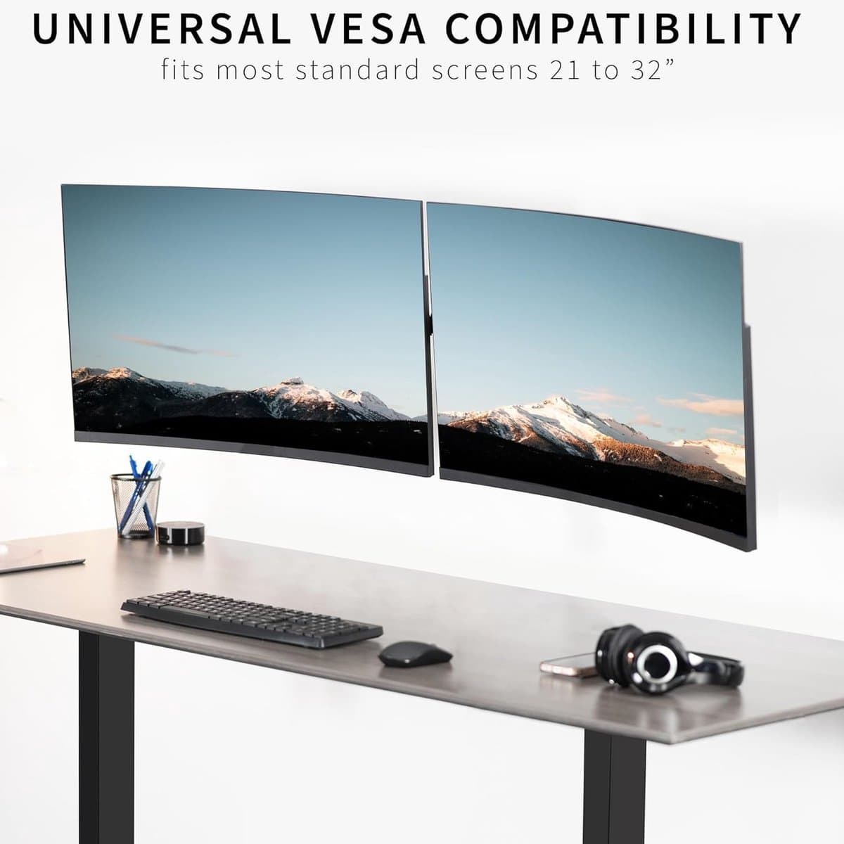 Dubbele Monitor Arm - Scherm Ophanging - Bureau Ruimte Besparen - Telescopische Arm - Tot 32 Inch - Zwart thumbnail 2