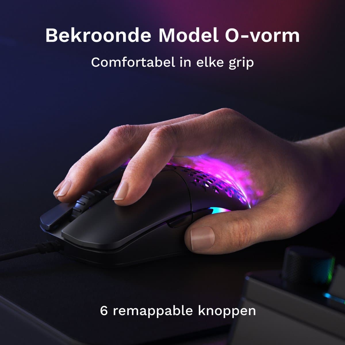 Glorious Gaming Model O Eternal - Bedrade Gaming Muis - 12K DPI - Ultralicht 55 g - Optisch - RGB - Zwart thumbnail 2