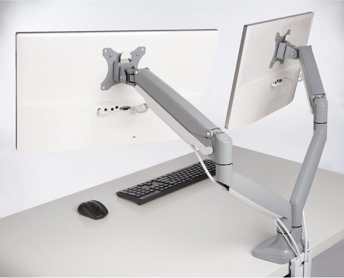 Kensington SmartFit One-Touch Dubbele Monitor arm - Voor 2 Schermen - In Hoogte Verstelbaar - Voor 13 - 32" & tot 9 KG - Grijs thumbnail 4