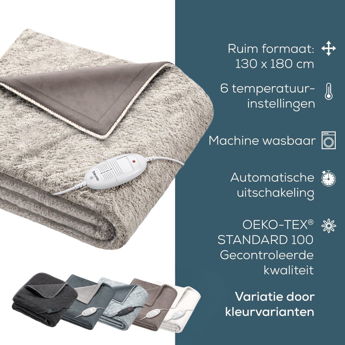 Beurer Elektrische Deken - Warmtedeken - 1 persoons 180x130cm - Test: Zeer goed - Automatische uitschakeling - Nordic - 3 Jaar Garantie thumbnail 7