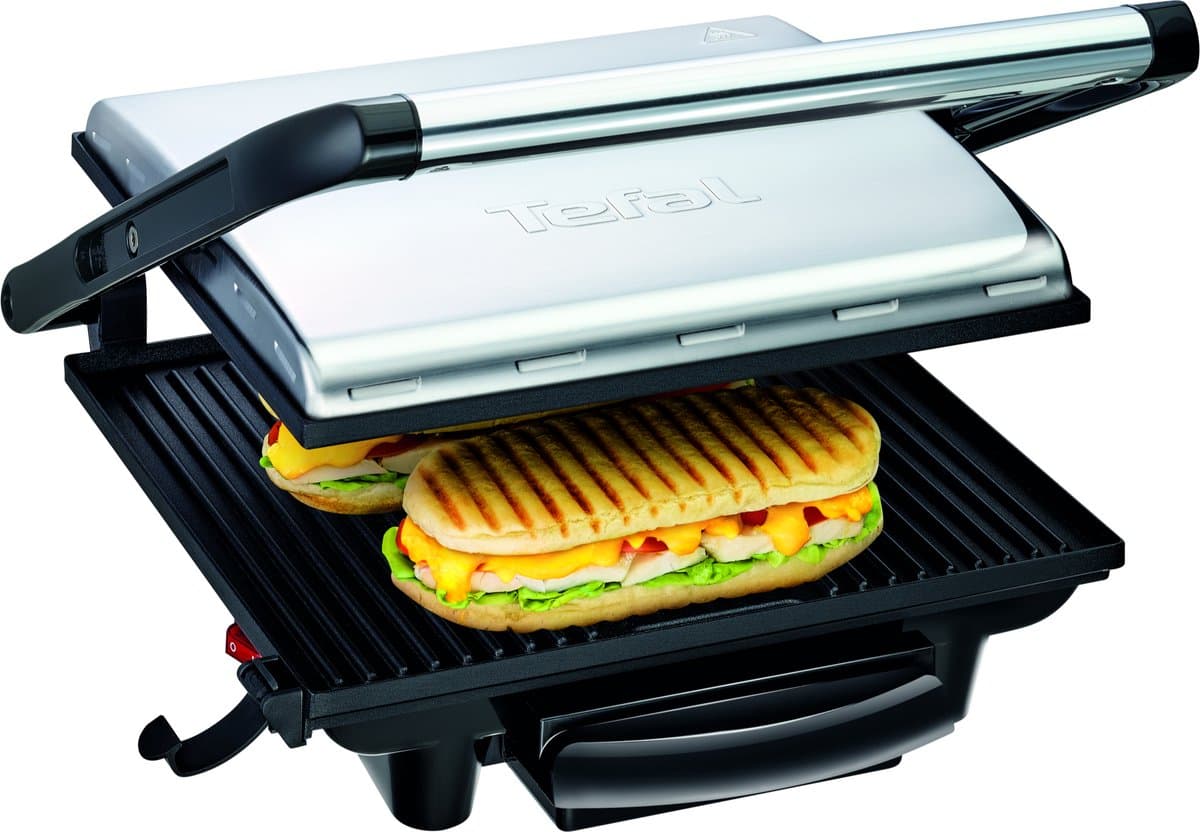 Tefal Inicio GC241D Contactgrill - Anti-aanbakplaten - Vet opvangbak - 2000W - RVS