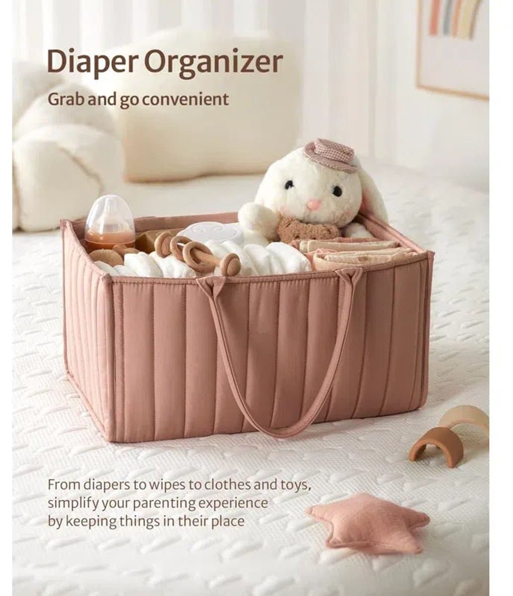 Luiertas Organizer Baby Luiermand Opbergmand met Verwijderbare Vakken & Handvat – Draagbare Luiertas voor Babyverzorging – Luiertafel Organizer – Babykamer Opbergbox thumbnail 6