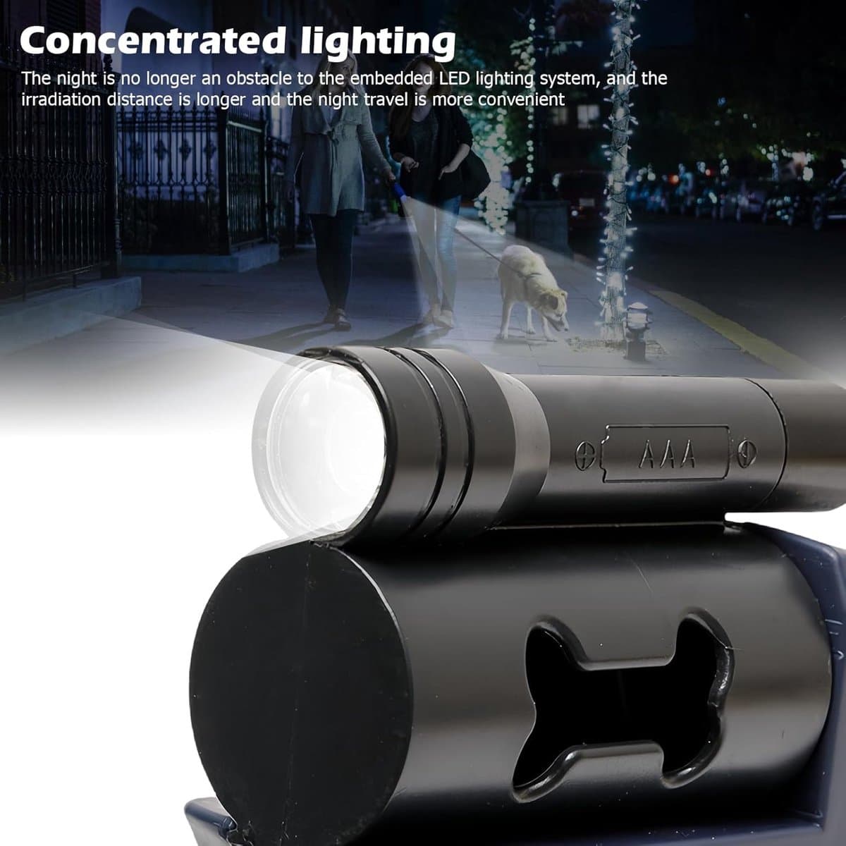 Dubbele hondenriem voor 2 honden - Flexibele, intrekbare hondenriem met LED-lampje - Hondenriem van 3 m - Intrekbare hondenriem met comfortabele ergonomische handgreep - Intrekbare riem -Zwart-20.5*18.2*4.5cm thumbnail 3